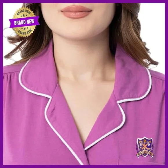 Soft Piped Button-Down Sleep Set - Cozy Two-Piece Pajamas